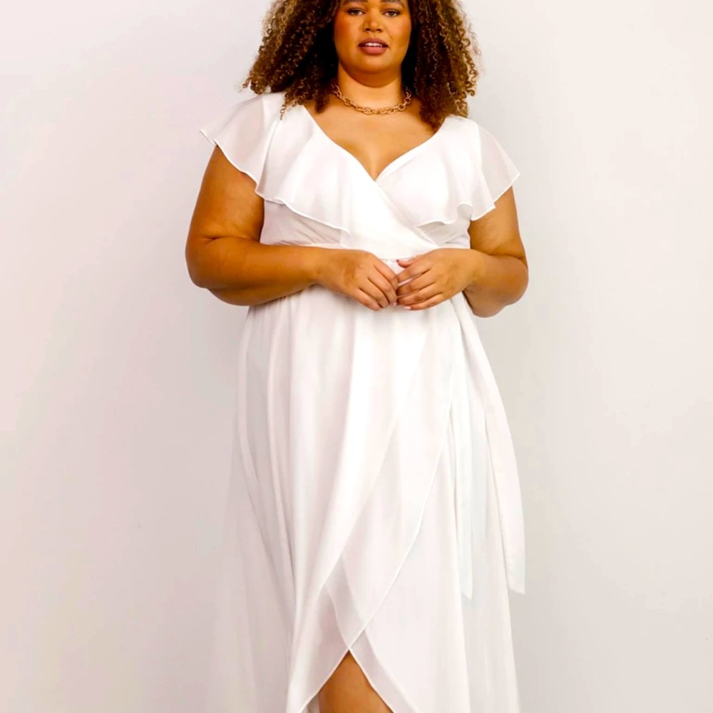 New! Baltic Born White Katya Ruffle Maxi Dress